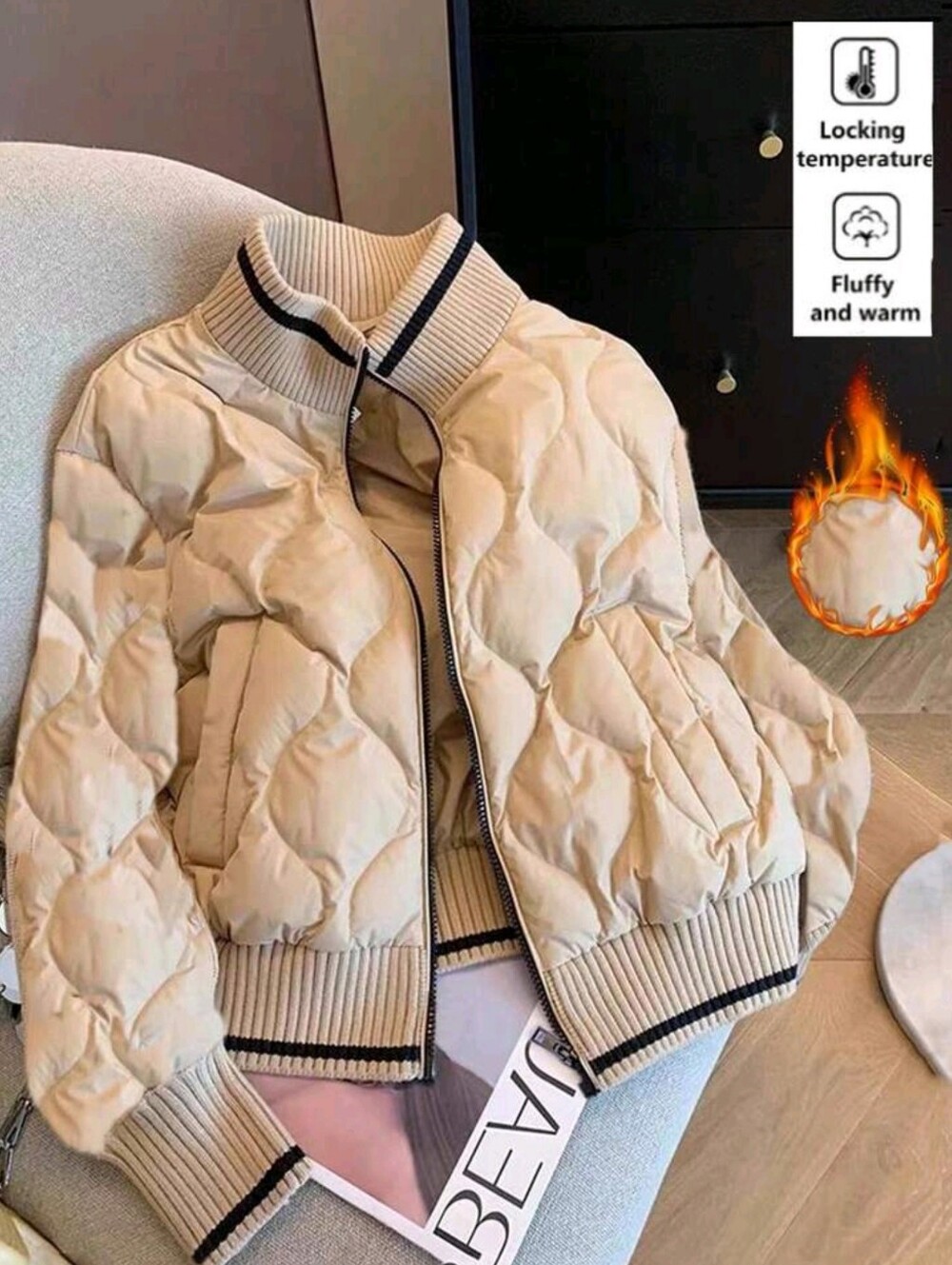 Women's Beige Winter Casual Occasion Fashion Contrast Color Striped